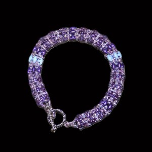 Individually hand crafted super duo bracelet in iridescent purple and blue tones