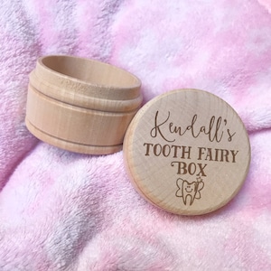 Personalized Wooden Tooth Fairy Box | Round | Keepsake Box