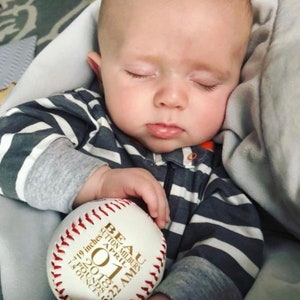 Personalized Laser Engraved Baseball Birth Statistics Birth Announcement Newborn Photoshoot Prop image 5