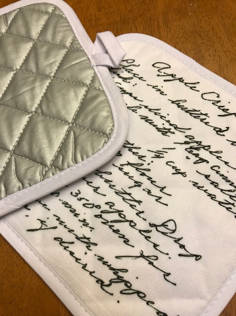 Hostess Gift Custom Handwriting Recipe Pot Holder Bridal Gift Housewarming Gift Hot Pad Sentimental Pot Holder Gift
