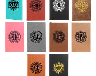 Personalized Mandala Monogram Leatherette Journal | Customized Journal | Diary | Name | Boss Gift | Coworker Gift | Teacher Gift