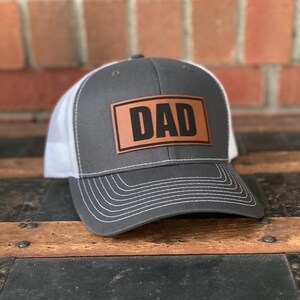 DAD Leather Patch Hat | Leatherette | Trucker | Baseball Cap | Baseball Hat | Gift | Dad | Fathers Day