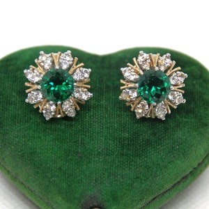 Fabulous - Sterling Silver - Green and clear Paste - Clip-on  Earrings -