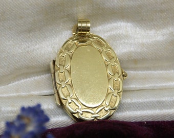 Pretty - vintage - 14kt Rolled Gold - Locket ovale avec conception de maillons de chaîne - Love Token - c1960s