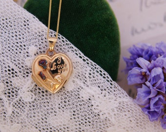 I Love You - 9ct Gold Heart Locket and chain - Necklace -