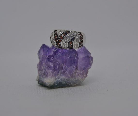 Stunning - Chunky - Solid Silver - Garnet & Cubic… - image 4