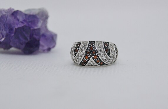 Stunning - Chunky - Solid Silver - Garnet & Cubic… - image 3