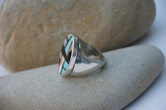 Stunning Chunky - Solid Silver - Turquoise - Moth… - image 2
