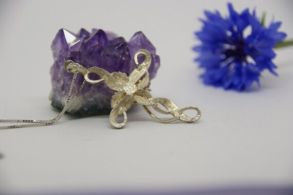 Solid Silver - Large decorative Cross & Chain - R… - image 7