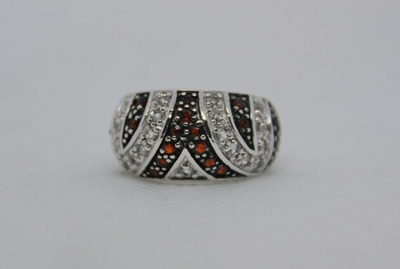 Stunning - Chunky - Solid Silver - Garnet & Cubic… - image 2