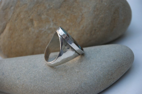 Stunning Chunky - Solid Silver - Turquoise - Moth… - image 3