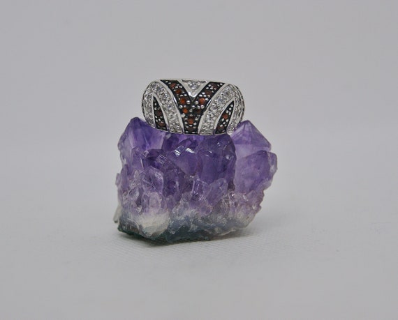 Stunning - Chunky - Solid Silver - Garnet & Cubic… - image 1