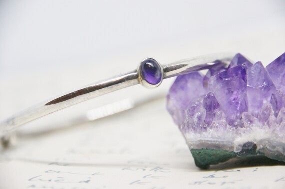 Solid Sterling Silver - Amethyst - Contemporary -… - image 2