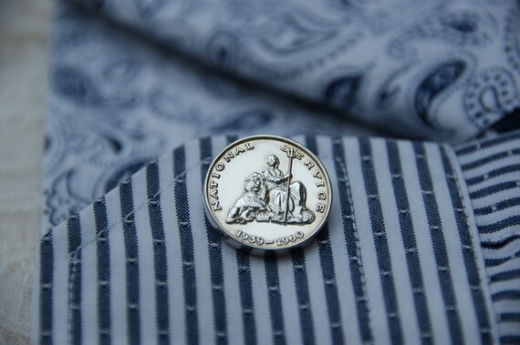 Solid Silver cufflinks  - National Service  - Com… - image 3