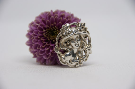 Antique - Sterling Silver - Art Nouveau - Floral … - image 3