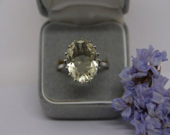 Atemberaubender - Lemon Quartz & Sterling Silber Ring - Größe UK U 1/2, US 10 1/4 - c1970s