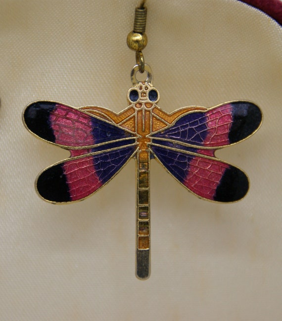Enamel and CZ Dragonfly Earrings main image 0