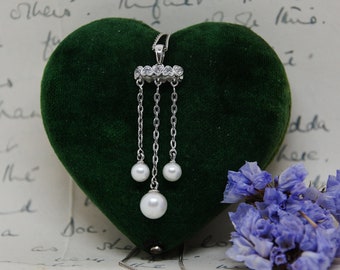 Vintage - Silver and Pearl - Arts and Crafts Style - Necklace
