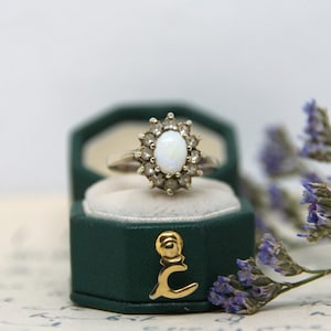 Vintage - Sterling Silver - Opal - Cluster Ring - Size UK L, US 5 3/4