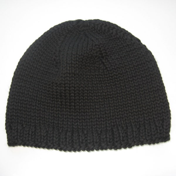 soft eco-friendly handmade seamless black merino wool men's beanie winter, merino men beanie, schwarze Herrenmütze merino , bonnet noir eco