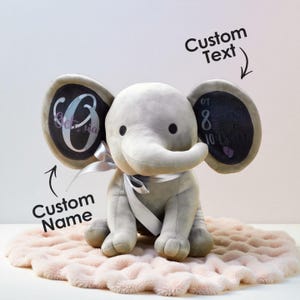 Personalized Elephant Plush Stuffed Animal Birth Announcement Gift for Baby, Baby Shower gift, Newborn baby gift, Birth gift for baby