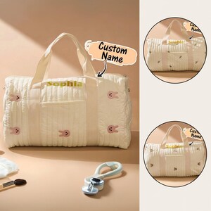 Personalisierte Krankenhaustasche für Baby Große Kapazität Mutterschaft Windel Tasche mit niedlichen Kaninchen-Bär-Design Schwangerschaft Babyparty Geschenk für Mama zu sein