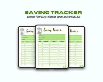 Saving Tracker Planner PDF | Printable Budget Organizer Finance Planner and Expense Sheet & Financial Goal Sheet for Money Management