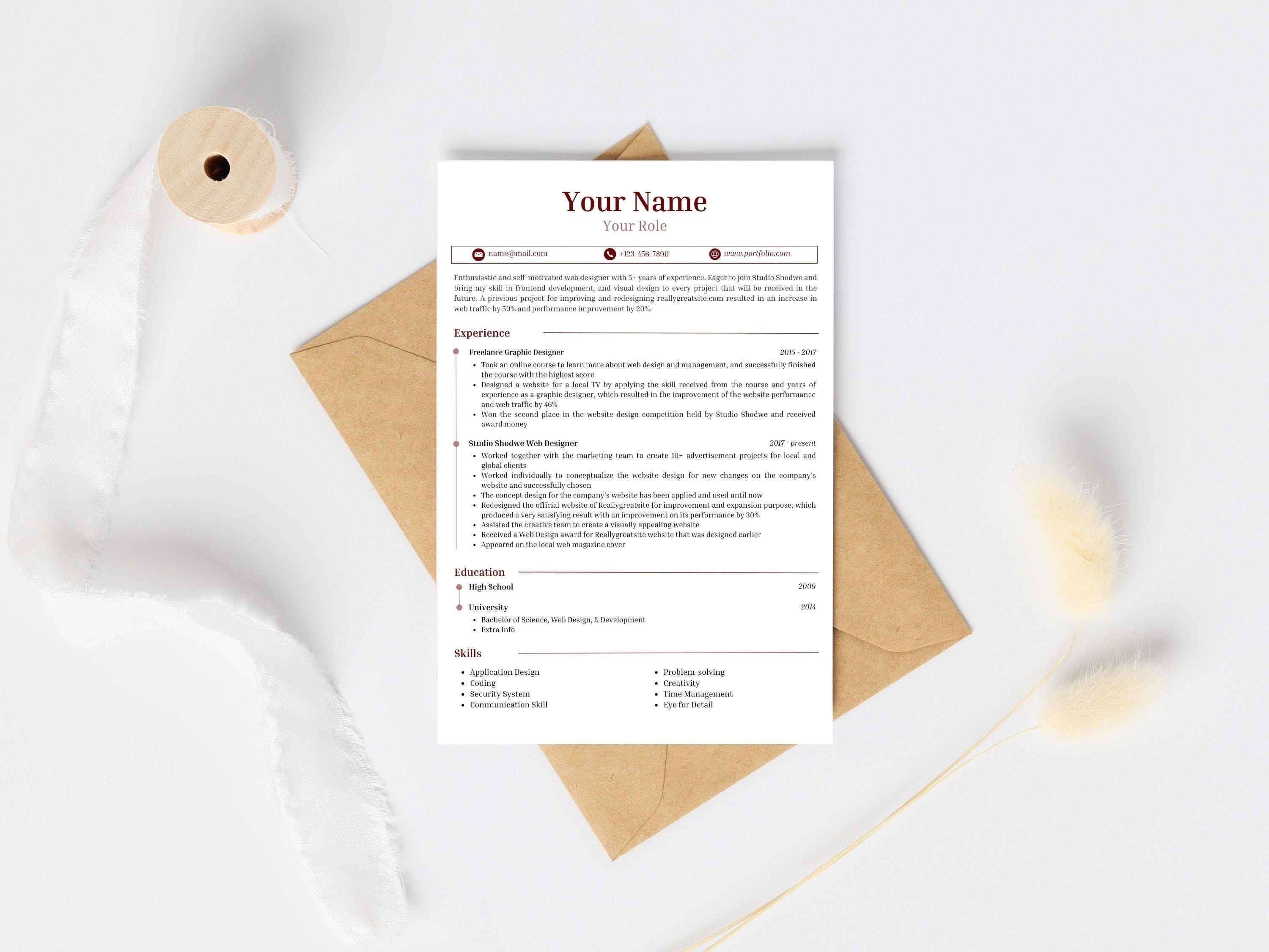 Editable Red Resume Template for Canva ATS Friendly Modern CV Design ...