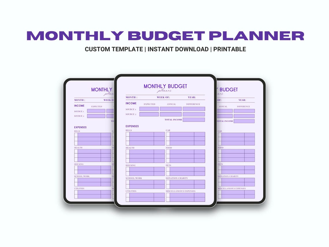 Money Budget File Monthly Budget Planner Printable PDF | Budget Sheet and Expense ...