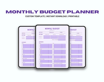 Monthly Budget Planner Printable PDF | Budget Sheet and Expense Organizer | Finance Tracker for Personal Finance, Money Management & Goals