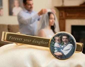 Benutzerdefinierte Foto Krawattenklammer Geschenk ， Personalisierte Krawattenklammer Geschenk ， Edelstahl Krawattenklammer, Vatertagsgeschenk, Vater des Bräutigams, Vater der Braut Geschenk