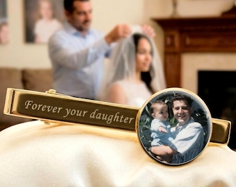 Personalisierte Krawattenklammer, Benutzerdefinierte Foto Krawattenklammer, Edelstahl Krawattenklammer, Vatertagsgeschenk, Geschenk für Männer Hochzeit, Jahrestag