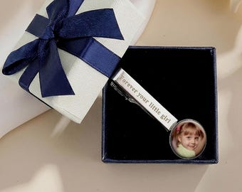 Custom  Photo tie clip gift，Personalized Tie Clip Gift，Stainless Steel Tie Clip, Father's Day Gift, Father of groom, Father of bride gift
