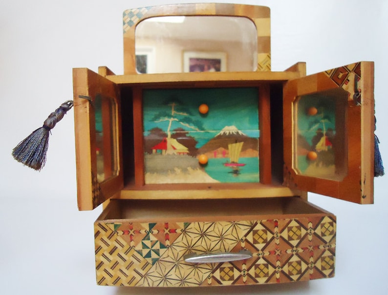Traditional Japanese Jewelry box. Handmade.50s.Hakone Zaiku Etsy