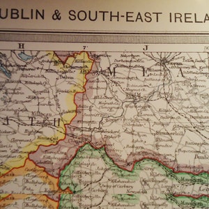 The Dublin and South East Ireland Map. Coloured.1909