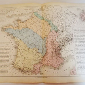 Die fantastische authentische 1881 französische Map.n21.Carte Physique de la France