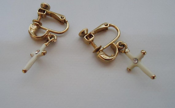 The Japanese 80s Crucifix Earrings.Rhinestone - image 5