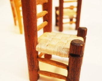Spanish Mini Chairs.70s Toys.Wood