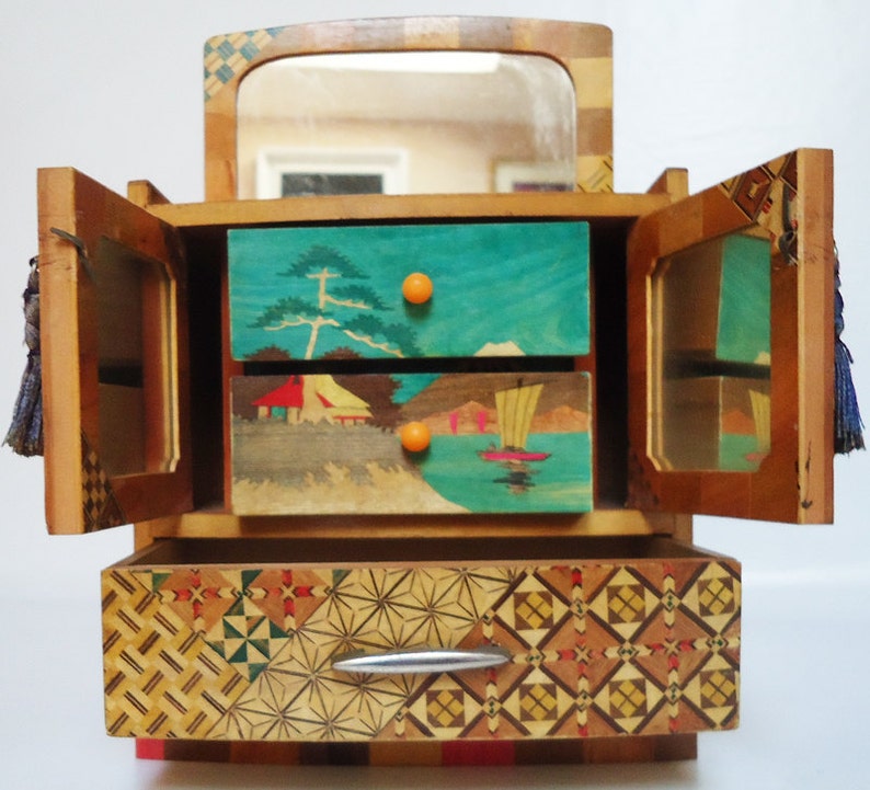 Traditional Japanese Jewelry box. Handmade.50s.Hakone Zaiku Etsy