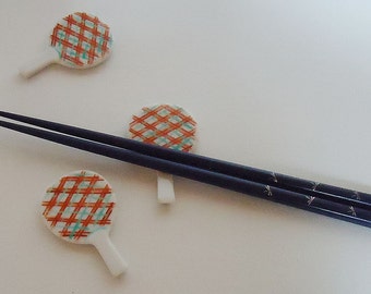 Three Handmade Japanese fan Vintage Chopsticks Rests.Japanese.70s.Perfect for your special Dinner.