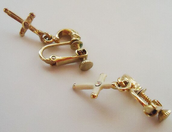 The Japanese 80s Crucifix Earrings.Rhinestone - image 3