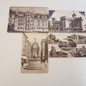 Quatre cartes postales européennes. Quelques Français. 40-50 ans
