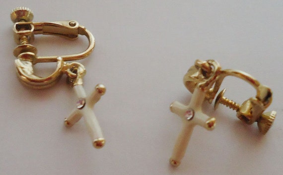 The Japanese 80s Crucifix Earrings.Rhinestone - image 2