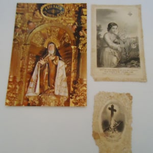 Tre carte religiose d'epoca. Spagnolo e francese.40s