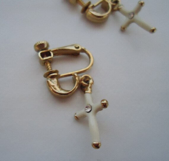 The Japanese 80s Crucifix Earrings.Rhinestone - image 4