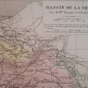 O Fantástico Autêntico 1881 Dois em um Mapas Franceses.n18.Bassin de la Seine e Bassin de la Loire