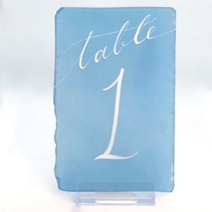 Sea Glass Table Numbers with acrylic stands