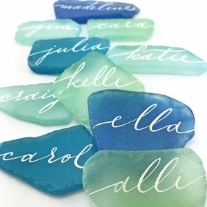 Sea Glass Place Cards, Sea Glass Escort Cards, Beach Wedding Place Cards, Beach Wedding Escort Cards