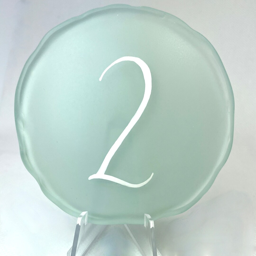 4 Sea Glass Table Numbers, Circular Bottle Bottoms Etsy