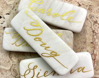 Marble Place Cards, Escort Cards, Wedding Favors, Marble Wedding Decor, Custom Calligraphy